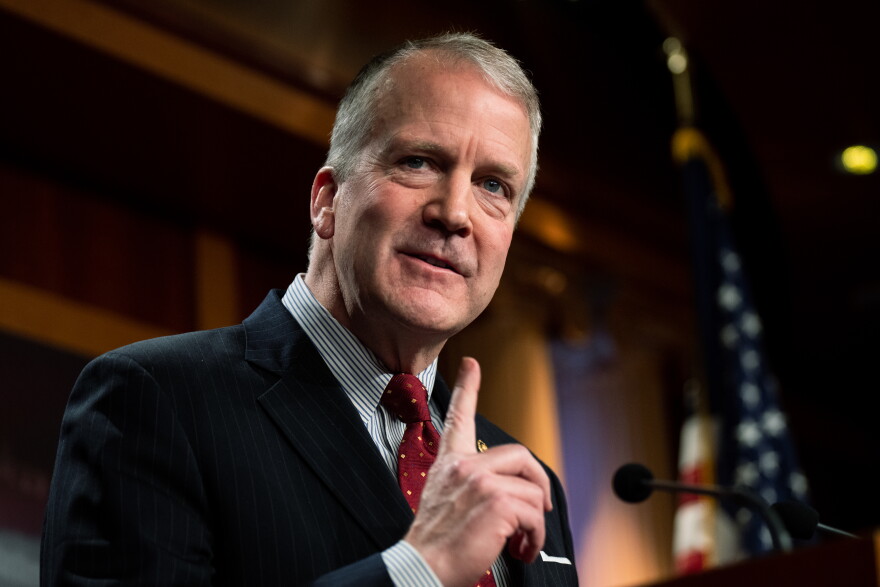 FILE: Sen. Dan Sullivan, R-Alaska, speaks during a bipartisan news conference in the Capitol January 24, 2023.