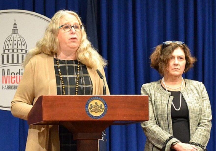 Health Department Secretary Dr. Rachel Levine speaks to reporters Oct. 4, 2019. Brett Sholtis / Transforming Health