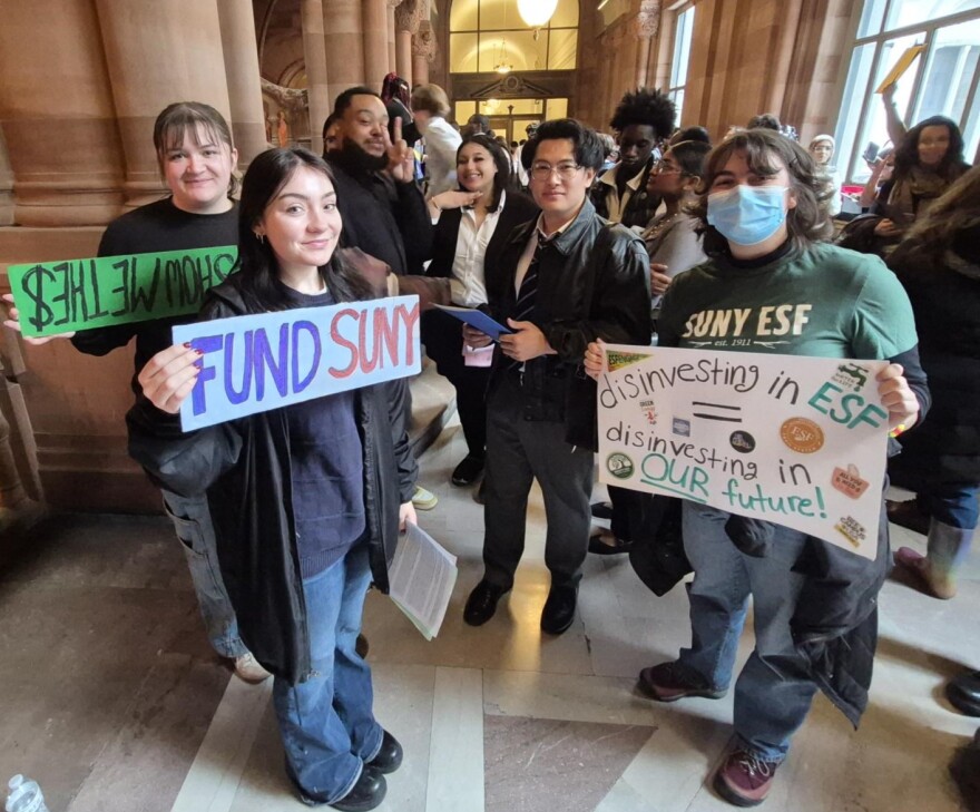 SUNY students at a rally at the state Capitol calling for more investment in higher education.