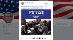 In this photo from President Trump's Twitter account, George Papadopoulos, third from left, sits at a table with then-candidate Trump and others at what is labeled at a national security meeting in Washington that was posted on March 31, 2016. Papadopoulos, a former Trump campaign aide belittled by the White House as a low-level volunteer was thrust on Oct. 30, 2017, to the center of special counsel Robert Mueller’s investigation, providing evidence in the first criminal case that connects Trump’s team and intermediaries for Russia seeking to interfere in the campaign. (Donald Trump's Twitter account via AP)