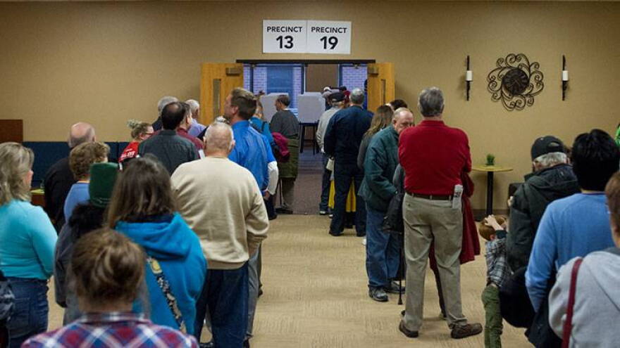 Strong voter turnout led to long lines around mid morning in Franklin Township.