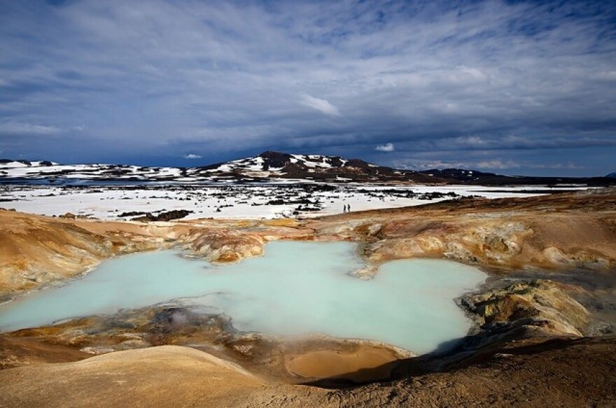 Volcanic area of Krafla in Northern Iceland. Iceland uses hot springs like this one for its geothermal energy. (Creative Commons photo by Fougerouse Arnaud/Flickr)