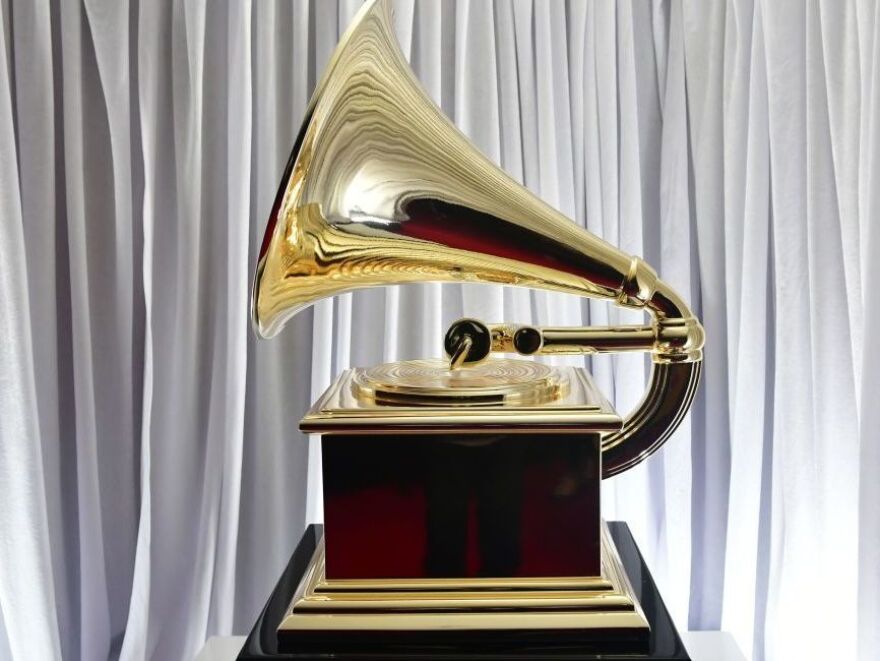 An oversized Grammy award on display backstage during the 62nd annual Grammy ceremony in January.