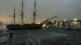 SSV Oliver Hazard Perry ran aground in Newport's Narragansett Bay after losing engine power late Sunday.