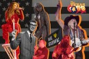 A collage of Texas musicians set over the American flag.