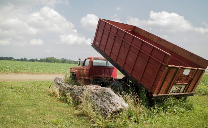 Decades-old equipment and parts are scattered throughout Kellogg Family Farms. 