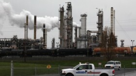 A security truck outside the Tesoro Refinery on March Point in Anacortes, WA, on Friday, April 2, 2010.