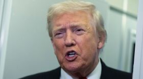 President Donald Trump speaks to reporters on board Air Force One on his way back to the White House from a weekend trip at his Mar-a-Lago estate in Palm Beach, Fla., Sunday, Nov. 2, 2025.