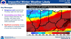 Stay tuned this week for updates to this weekend's forecast when at least light to moderate snowfall is possible across central Indiana...especially near and south of the I-70 corridor. 