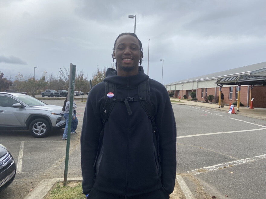 Ashtin Giney is 21 years old. He says he wishes the candidates for president spoke more about the damage from Hurricane Helene.