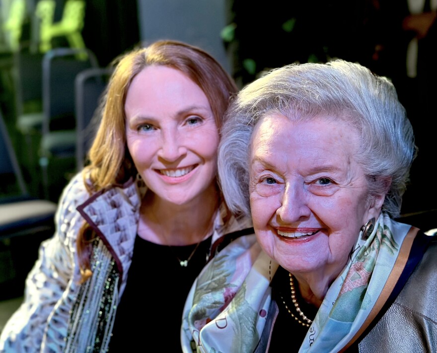 Phyllis Dunning (right) and Joyce Storey at a book launch event.
