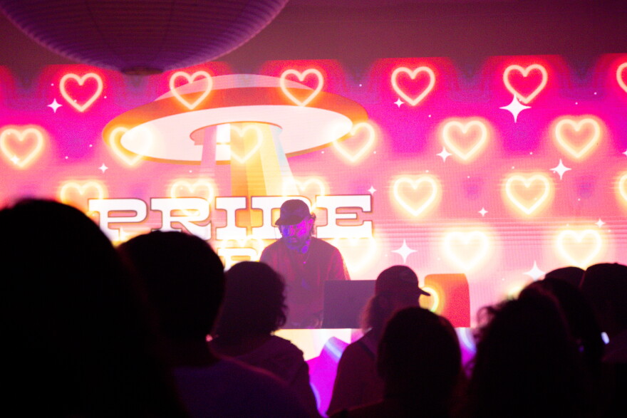 Austin-based DJ Chorizo Funk was one of several performers Saturday night, mixing a variety electronic dance music genres.