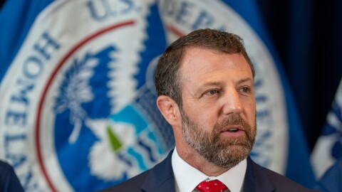 Department of Homeland Security Secretary Markwayne Mullin speaks during a news conference Wednesday, July 1, 2026, in New York. 