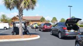 Food donors popped their trunks and stayed inside their cars to preserve social distancing. Photo: Mary Peirce
