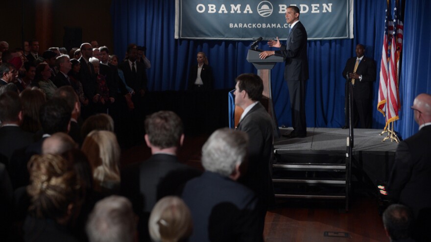 President Obama speaks during a campaign fundraiser Monday at the Rubin Museum of Art in New York City. The event, co-hosted by gay- and lesbian-rights leaders and a Latino nonprofit, featured singer Ricky Martin.