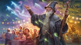 Art of card "Gandalf, Friend of the Shire," by Dmitry Burmak, from the newly-released "Tales of Middle-earth" set. (Courtesy of Wizards of the Coast)