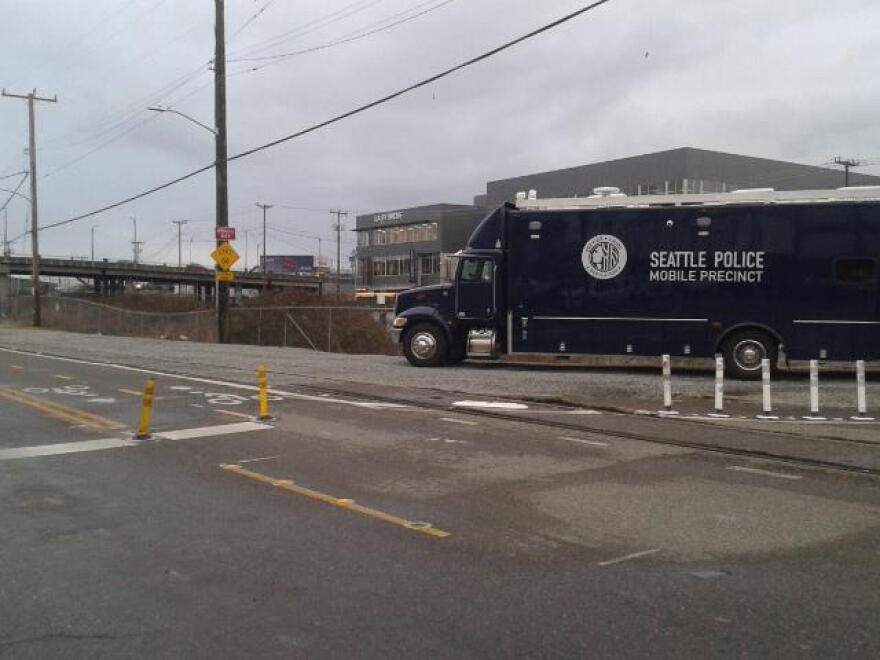 A listener took this photo on Wed., Jan. 13, after noticing that the homeless the tent city at Ballard Blocks had been fully cleared. 