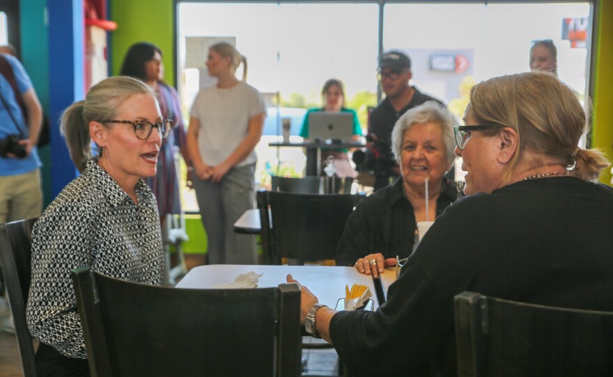 Arizona Gov. Katie Hobbs stopped for lunch at the Chile Pepper in Yuma Thursday and shared a meal with the Gutierrez family, who founded the restaurant. During their lunch, Hobbs listened to the family share their perspectives as small business owners.
