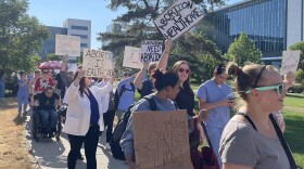 Hundreds of people marched around the IUPUI medical campus in Indianapolis on June 29 in support of abortion rights.