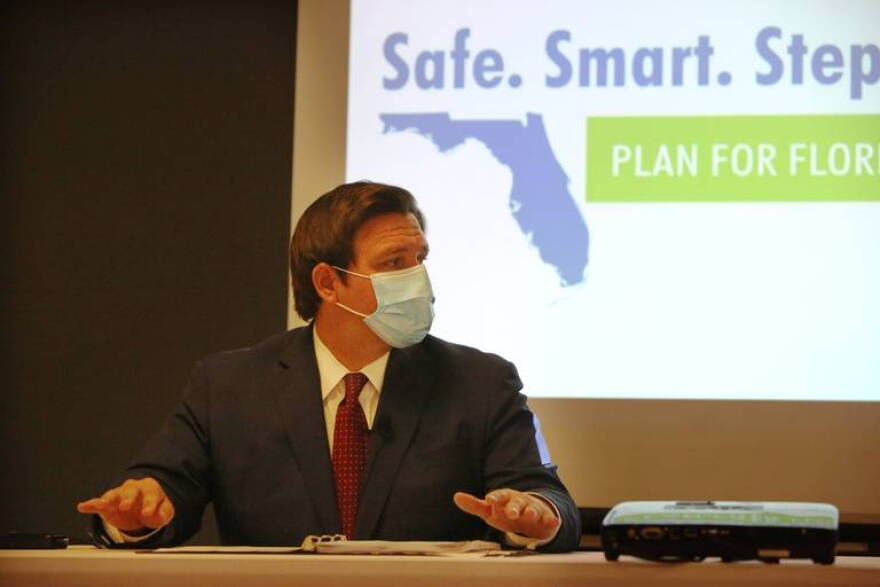On Tuesday afternoon, July 7, 2020, Governor Ron DeSantis holds a press conference at the Miami Medical Center, a COVID-19 only nursing facility that can care for up to 150 patients being released from hospitals but who can’t be taken back to their nursing homes. 