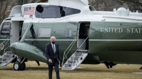 President Biden exits Marine One on the South Lawn of the White House on Tuesday.