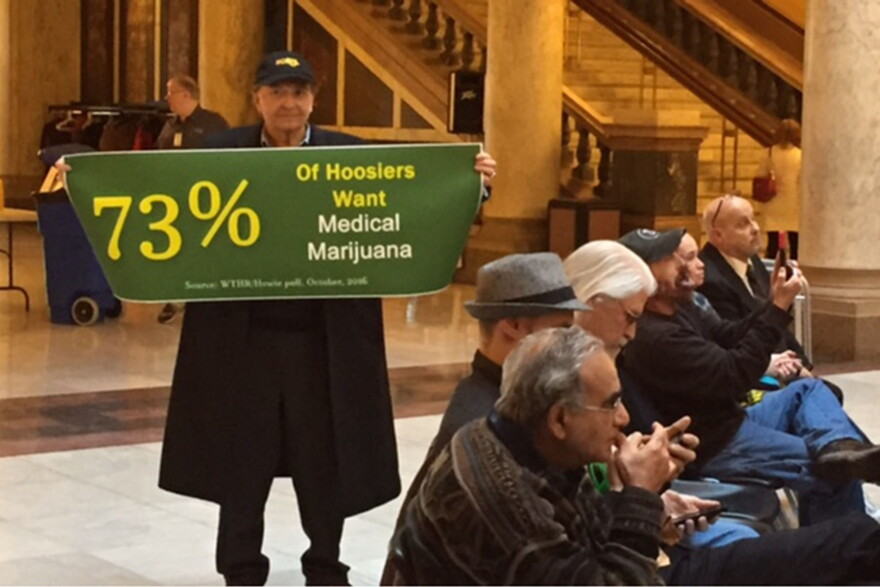 Supporters at the Statehouse meet in favor of medical cannabis in 2017.