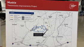 A map of proposed routes for transmission lines and a substation to serve TeraWulf's Muskie Data Campus.