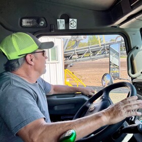 Bighorn farmer Shane Strecker drives sugar beets from Bighorn to Billings