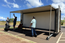 A self-contained 20-by-20-foot unit was installed in Lahaina last week, marking one step closer to a temporary library site.