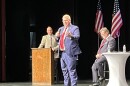 GOP candidate for Illinois governor Darren Bailey on stage at Five Points in Washington, Illinois, during a Tazewell County gubernatorial forum.