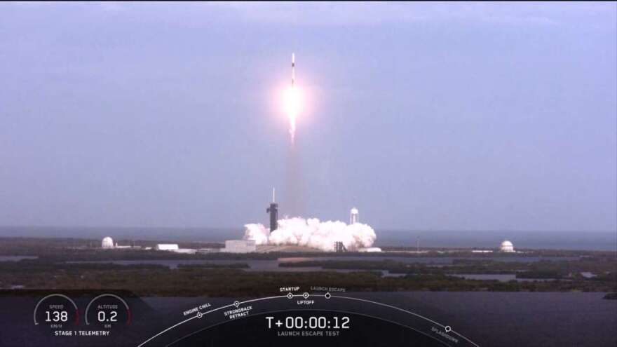 A Falcon 9 rocket lifts off from Kennedy Space Center on a mission to test the Crew Dragon's launch abort system. Photo: SpaceX / NASA