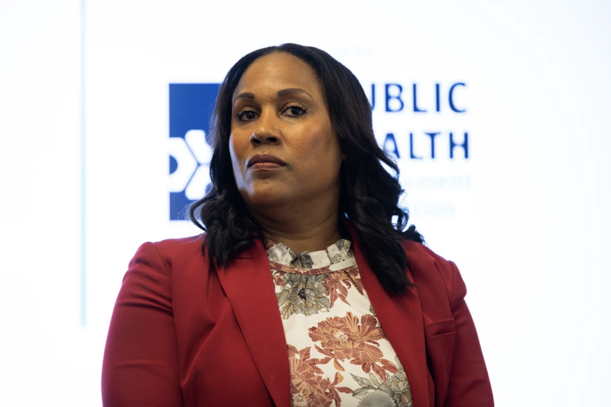 Democratic candidate for Pa. Attorney General Keir Bradford-Grey debates other candidates at the Philadelphia Public Health Management Corporation’s debate on April 4, 2024.