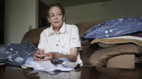 Leesa Huddleston talks about washing dishes and cleaning kitchens at a casino from her home, Monday, Aug. 3, 2020, in Shelbyville, Ind.