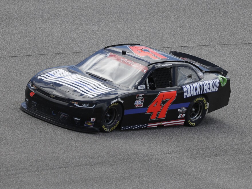 The No. 47 car, driven by Kyle Weatherman, had a "Blue Lives Matter" flag painted on its hood this weekend in Homestead, Fla.