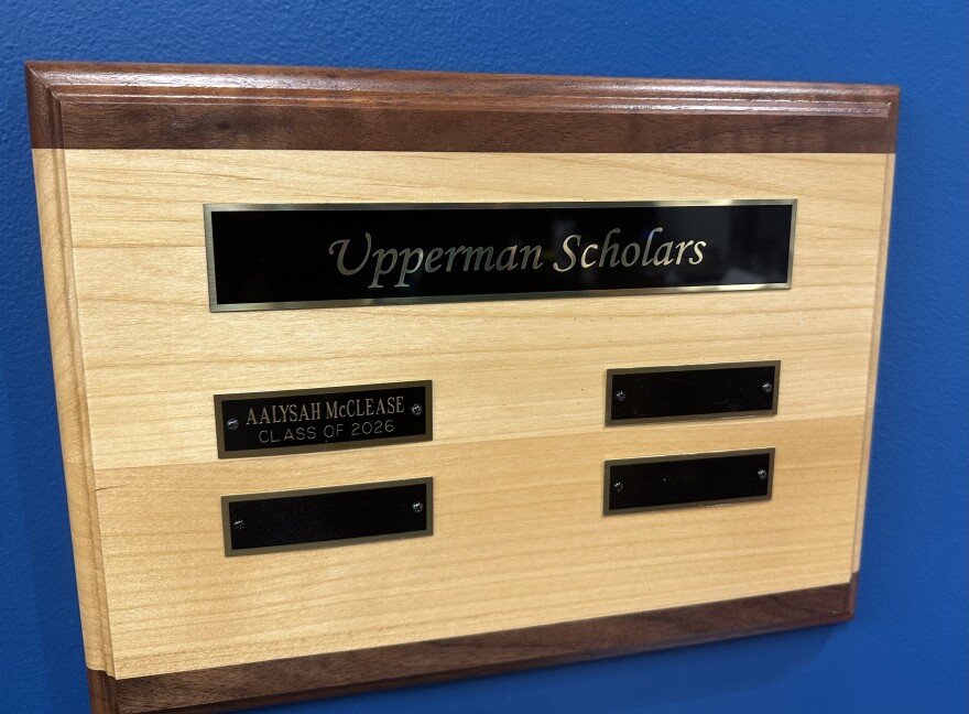 The last plaque Upperman Smith has created for the final recipients of the family's scholarship.