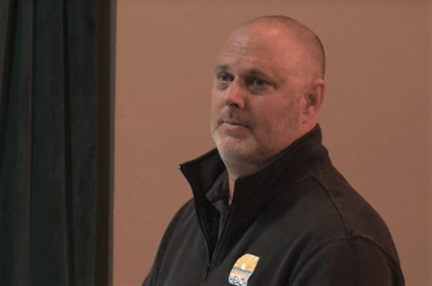 Marion County Health Department Administrator Mark Lander, shown at a meeting in December, says the state will sponsor two vaccination sites in Marion County in the next several days. Image: Marion County video