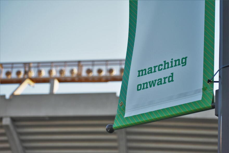 Signage near Notre Dame Stadium.