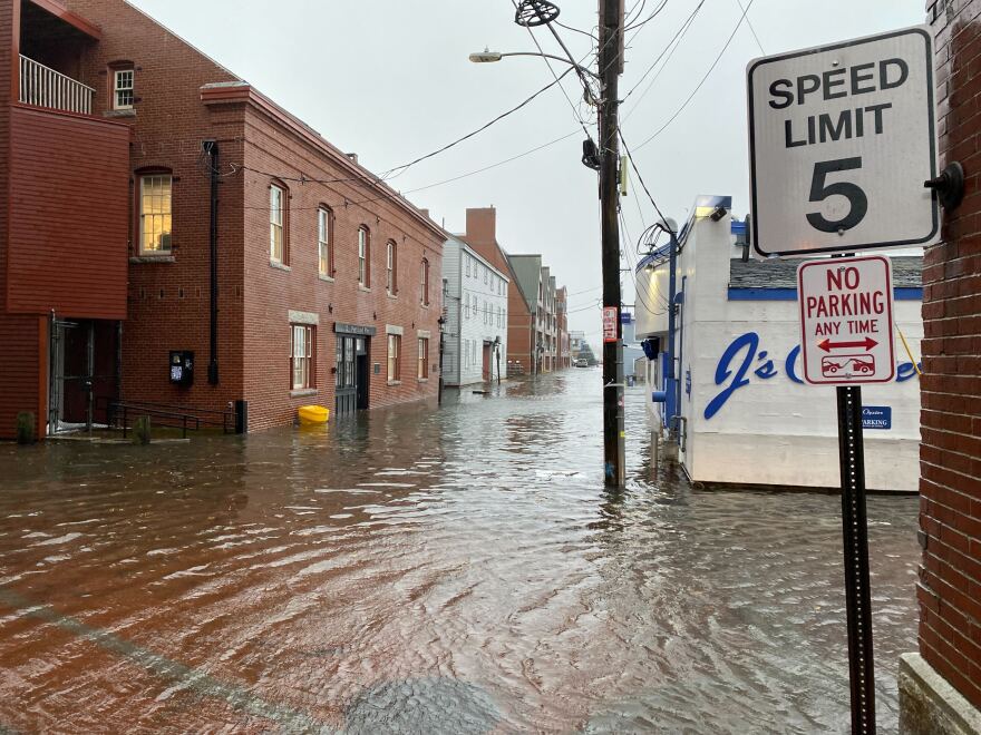 Floodwaters in Portland on Wednesday.