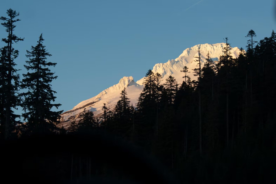 Mount Hood and Mount Hood National Forest on Dec. 12, 2025. The Trump administration is moving the U.S. Forest Service's headquarters to Salt Lake City, Utah, and closing around 23 research facilities, including in the Pacific Northwest Research Station in Portland.