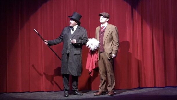 Actors at Hazleton's Pennsylvania Theatre of Performing Arts rehearse Arthur Conan Doyle's "A Scandal in Bohemia," adapted by Bill Amos for "The Great Detectives," an evening of one-act plays.