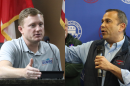 Democrat Zach Dembo (left) speaks at a event with campaign-finance reform PAC End Citizens United on Saturday. Earlier that day, Republican Ralph Alvarado rallied at a Fayette County GOP event.