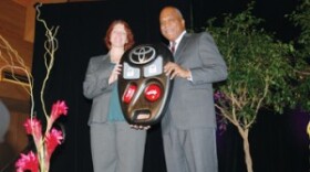 TMMK President Will James makes a presentation during Toyota's celebration of the 25th Anniversary of the Georgetown plant.