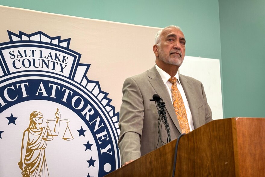 Salt Lake County District Attorney Sim Gill addresses reporters at his Salt Lake City offices with an update on the WestFest shooting in West Valley City, June 20, 2025.