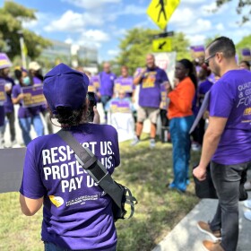  Members of the 199SEIU United Healthcare Workers East, the state’s largest union of healthcare workers, rallied on May 11, 2023.