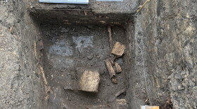 A dig by the Office of the State Archeologist at the grounds of the Sioux City Railroad Museum on Sept. 28,2026, appears to have turned up an area where the workers lived in a makeshift barracks. (Photo by Lead Archeologist Mike Betsinger)