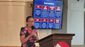 Del. Kimberlyn King-Hinds speaksSpeaking at the Society for Human Resource Management NMI Chapter meeting Wednesday at Pacific Islands Club Saipan.