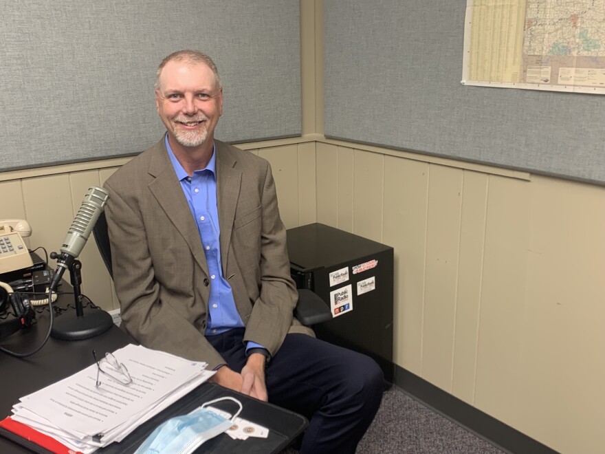 State Budget director Dan Haug poses for a portrait right before recording an episode of Politically Speaking on Thursday.