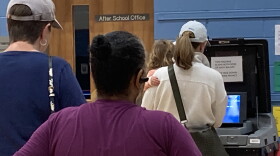 Voters wait to cast their ballot at the Ivy precinct in Albemarle County.