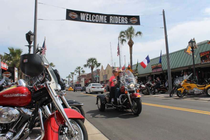 Daytona Beach's Main Street is the epicenter of Biketoberfest. (WMFE File Photo: Matthew Peddie, WMFE)