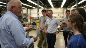 Students from Carroll Junior-Senior High School get a tour of Kirby Risk in Lafayette. Their industrial technology teacher is Tyler Sausaman, center.